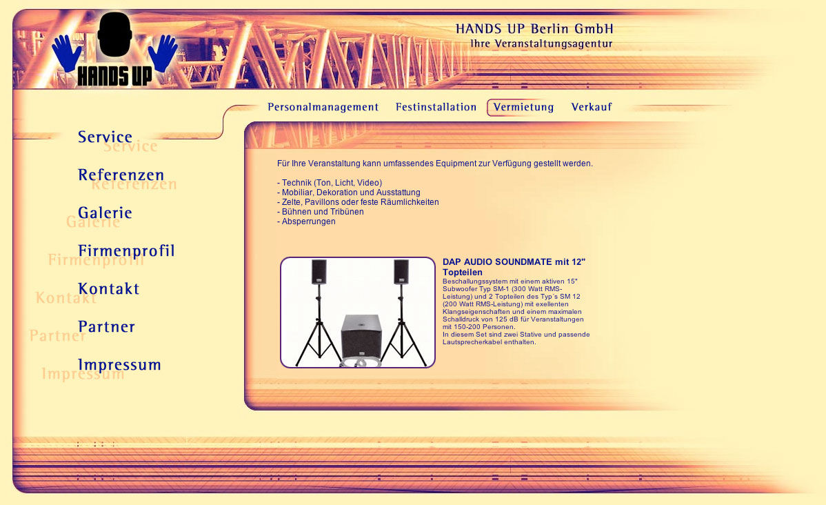Netzseiten HANDS UP